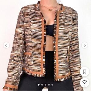 Womens  vintage reversible retro 90s bandolina textured earth tone blazer